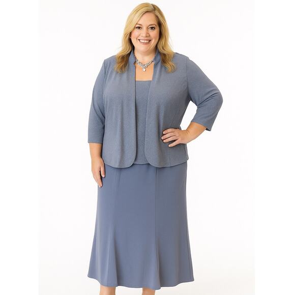 Alex Evening Size 16 Slate Blue Evening Midi Dress - Picture 1 of 4